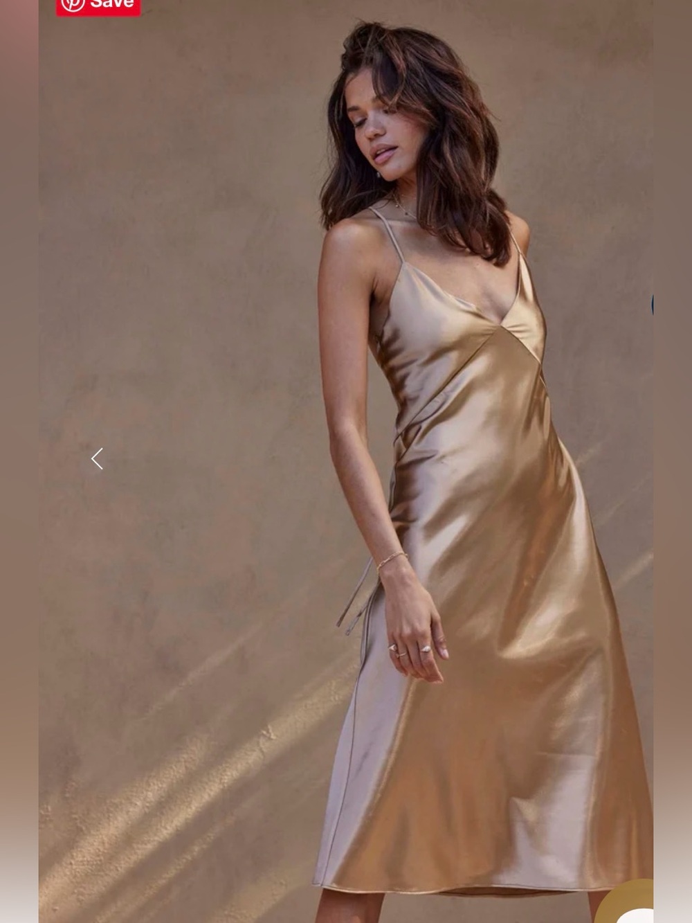 Grace Loves Lace Satin Champagne Slip Midi Dress